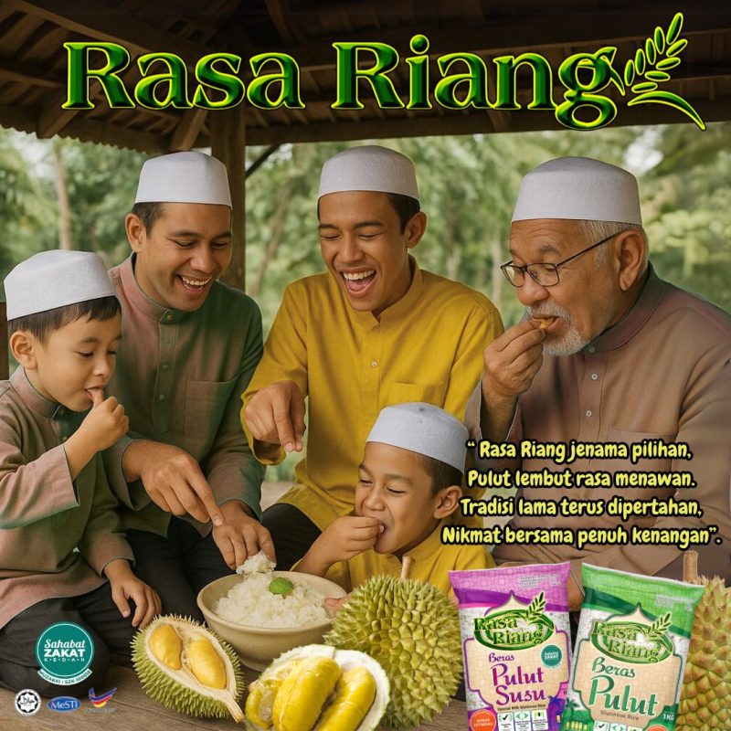 Rasa Riang beras pilihan, Pulut lembut rasa menawan. Tradisi lama terus dipertahan, Nikmat bersama penuh kenangan.